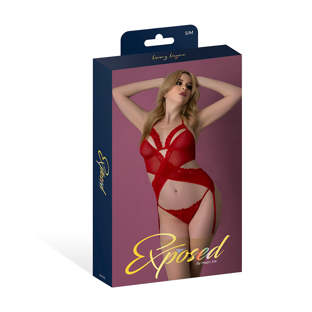MS Rush Merry Widow & Panty Set Red LXL